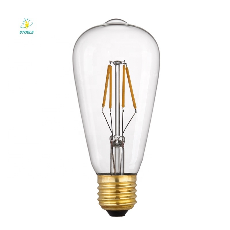 E26 E27 B22 Clear Amber Glass Edison Light ST64 LED Filament Light Bulbs