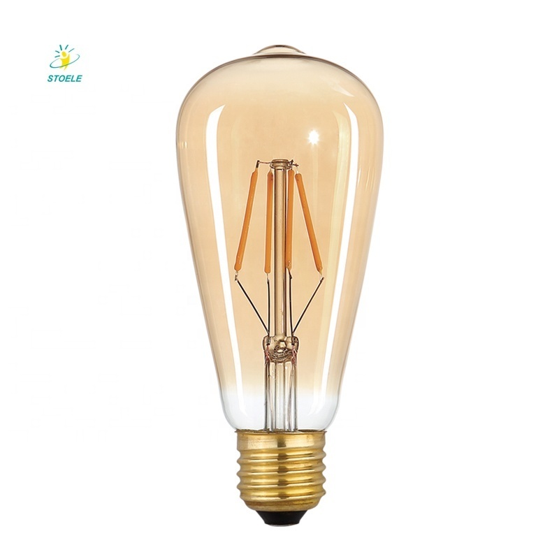 E26 E27 B22 Clear Amber Glass Edison Light ST64 LED Filament Light Bulbs