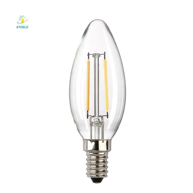 Led Filament Bulb E12 5000K Vintage Ceiling Fan C32 Candelabra Base candle led filament bulb