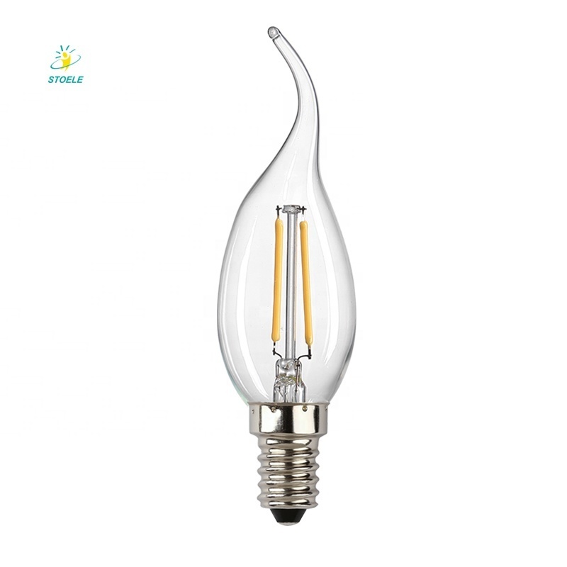 Led Filament Bulb E12 5000K Vintage Ceiling Fan C32 Candelabra Base candle led filament bulb