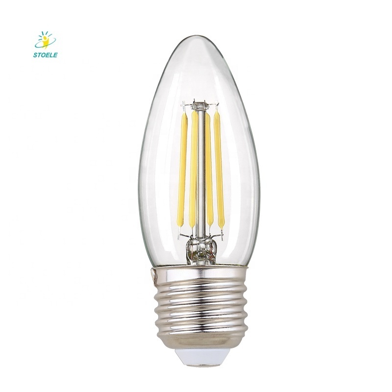 Led Filament Bulb E12 5000K Vintage Ceiling Fan C32 Candelabra Base candle led filament bulb