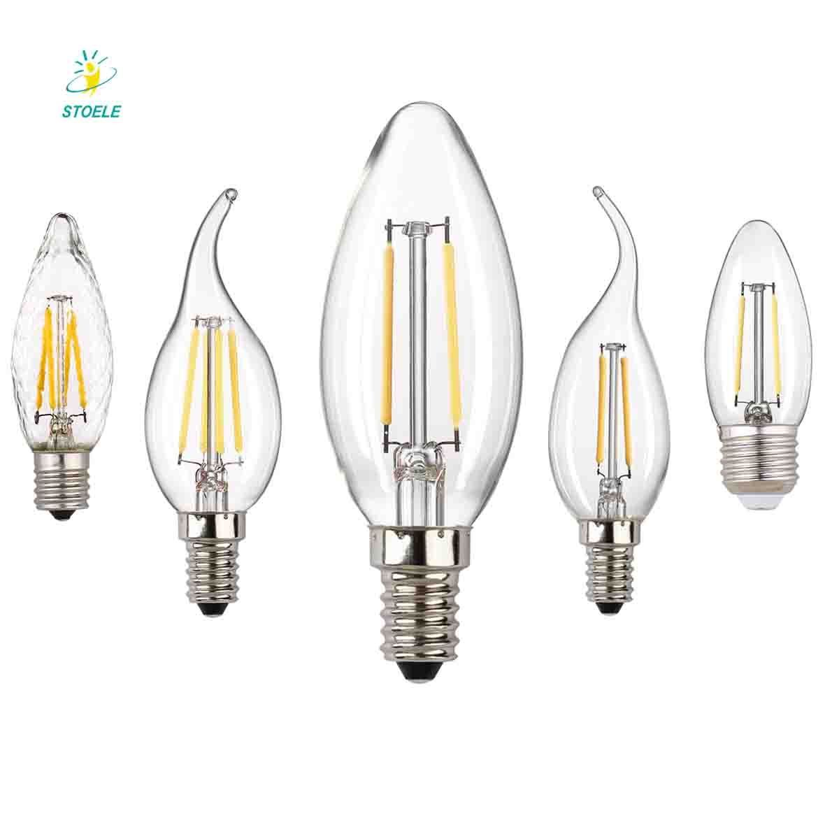 C35 LED Filament Bulb E27 E14 2W 4W 6W 8W Clear Retro Edison AC Super Bright Lamp Light Bulb