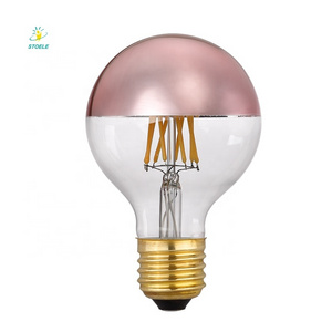 Factory Decorative G25 G80 Half Rose Golden Mirror Pink Led Filament Light Bulb