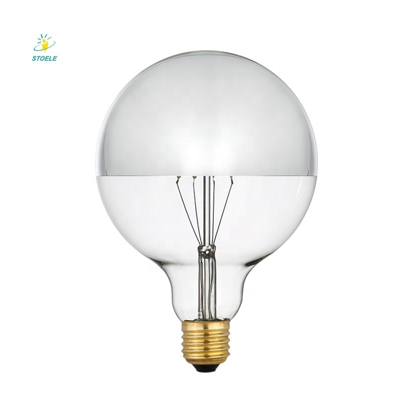 China Manufacturers Mirror Half Chrome Silver G25 G80 G40 G125 Edison Filament No Flicker Dimming LED Lighting Bulb