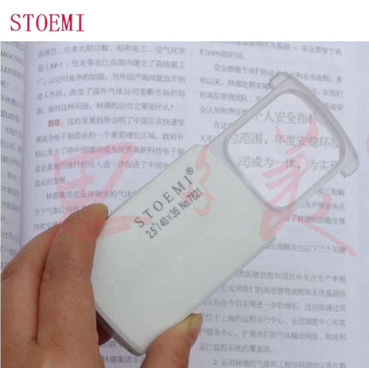 STOEMI 7821 3X  Portable Mini Plastic PMMA Acrylic  Pull-out Slide Out LED Lighting Magnifier Loupe(Magnifying Glass)