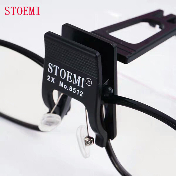 STOEMI 8512 2X Clip-on Glasses Type Magnifier/ Spectacle Magnifying Glass/Eyeglass Loupe