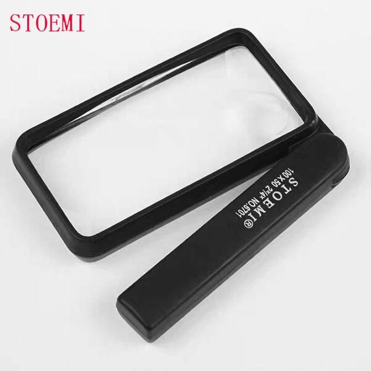 STOEMI 6701 110x50mm Bifocal Folding Handle Handheld Rectangular PMMA Acrylic Magnifier/magnifying glass