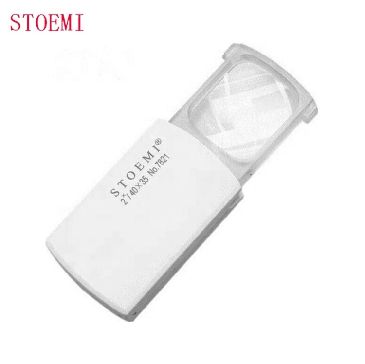 STOEMI 7821 3X  Portable Mini Plastic PMMA Acrylic  Pull-out Slide Out LED Lighting Magnifier Loupe(Magnifying Glass)