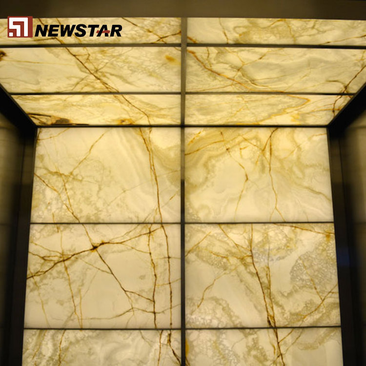 Onyx counter top wall floor tiles backlit white onyx gold veins stone