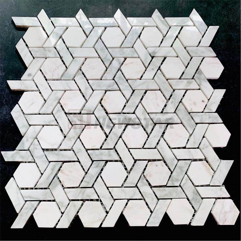 Newstar Natural Polished Marble Tile Luxury Modern Hexagonal Marble Bathroom Kitchen Tiles Walls and Floors Mosaic Tiles