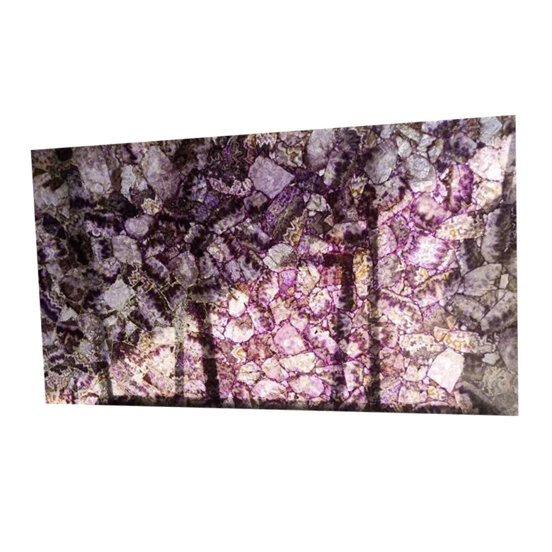 Translucent agate stone natural amethyst granite slab for countertop