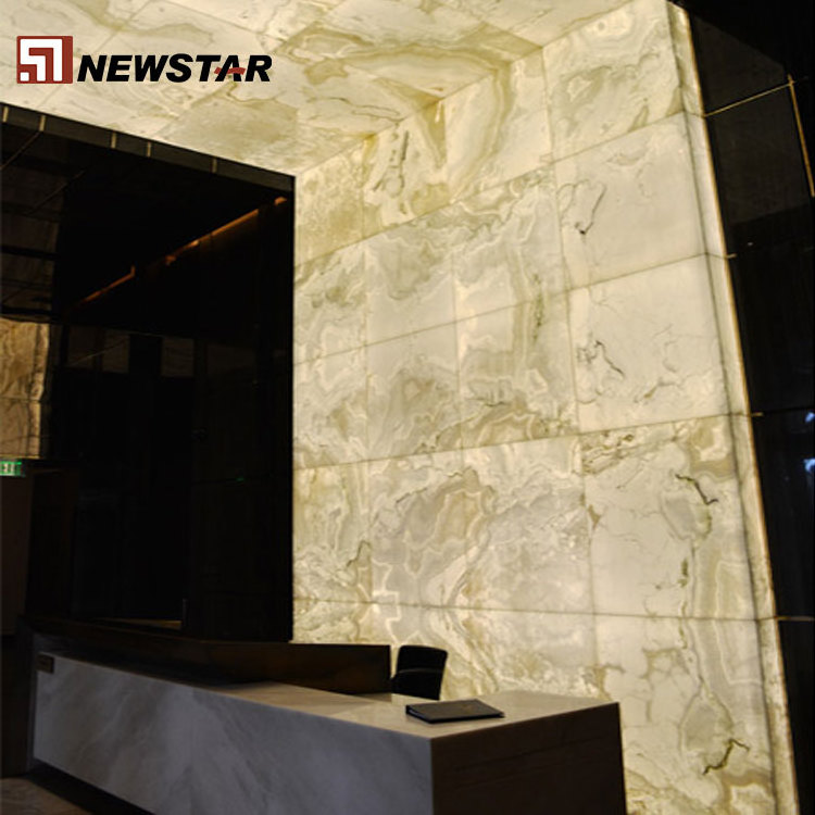 Backlit onyx glass stone ceiling panels translucent white marble onyx