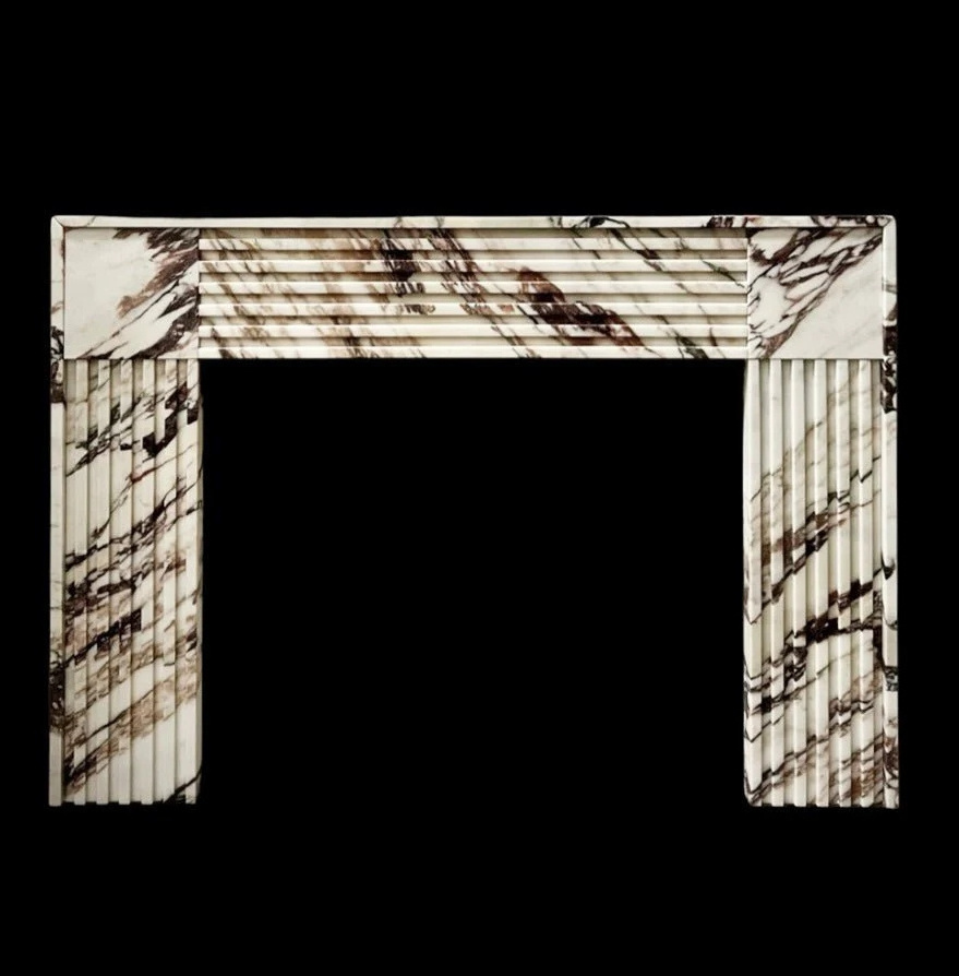 Newstar Modern Natural Stone Calacatta Viola Art Deco Style Fireplace Living Room Indoor Fireplace Marble Fireplace