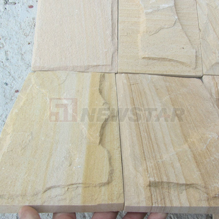 Yellow sandstone Exterior natural split surface stone facade tile sandstone cladding