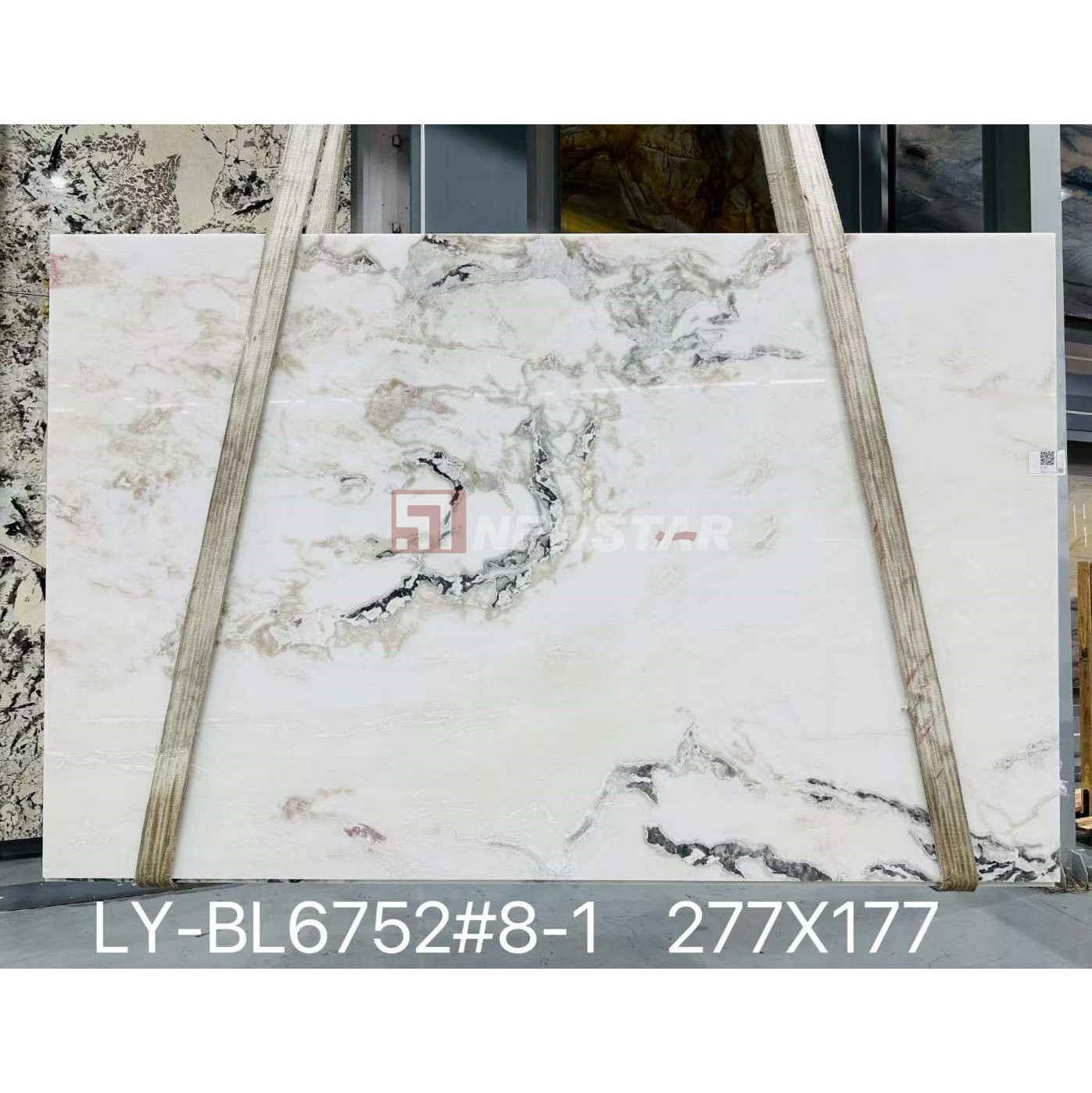 Newstar Factory directly price white onyx stone tiles indoor background TV decoration luxury onyx countertops marble slab