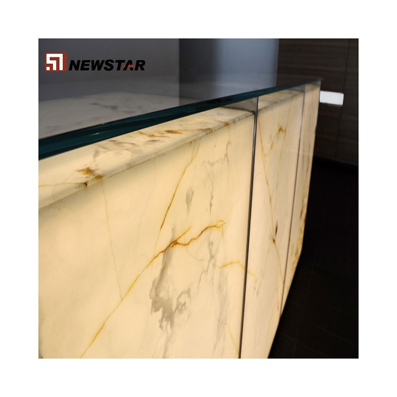 Onyx counter top wall floor tiles backlit white onyx gold veins stone