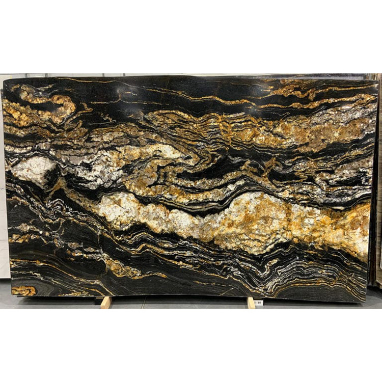 Luxury golden stone slab countertop bar top island black cosmos gold veins granite slabs black taurus granite