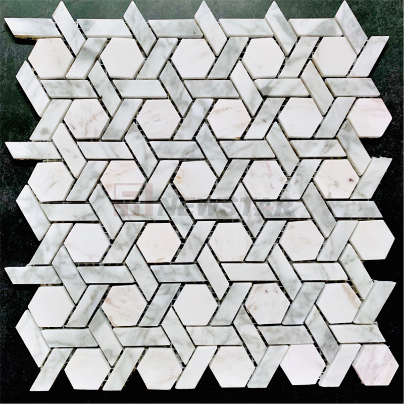 Newstar Natural Polished Marble Tile Luxury Modern Hexagonal Marble Bathroom Kitchen Tiles Walls and Floors Mosaic Tiles