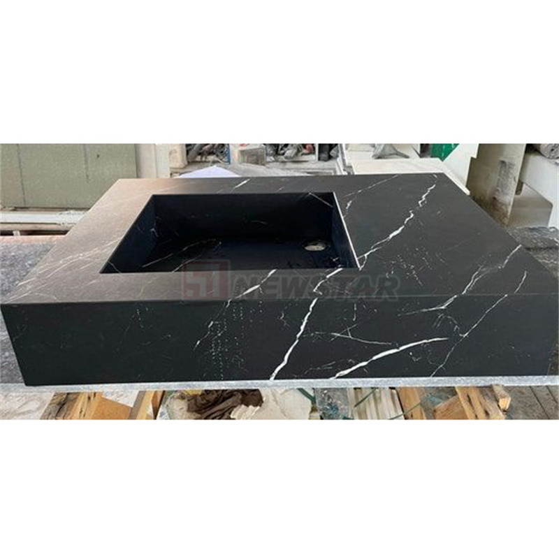 Newstar Nero Marquina Black Marble Sink Basin Modern Designs Square Marble Stone Bathroom Vanities Bathroom Sink