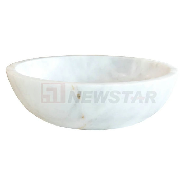 Newstar Custom Luxury Nordic Designer White Marble Round Countertop Bathroom Above Sink Ceramic Single Bowl Hand Wash Basin