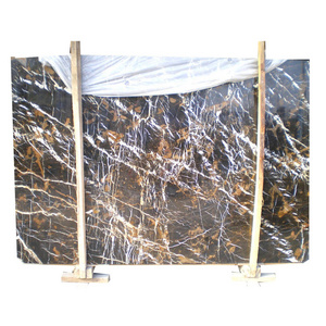 Newstar Natural Quartz Slab Black & Gold Floor Staircase Background Wall Windowsill Villa Home Decoration Project Marble Slab