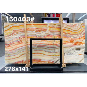 Luxury natural rainbow orange onyx slabs polished background wall yellow onyx marble price