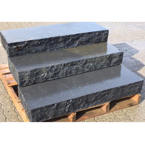 Black basalt slab modern design floating cube spiral natural granite stone stair anti slip tile galaxy black granite stairs