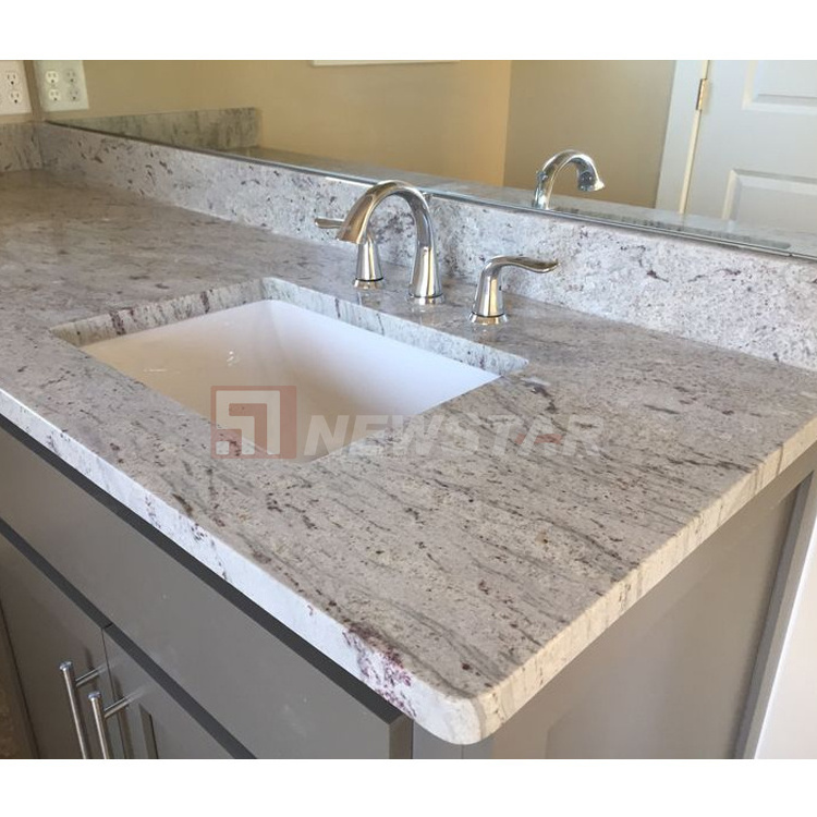 Popular White Granite Slab River White Granite Countertop Island Top Granite Kitchen Countertop