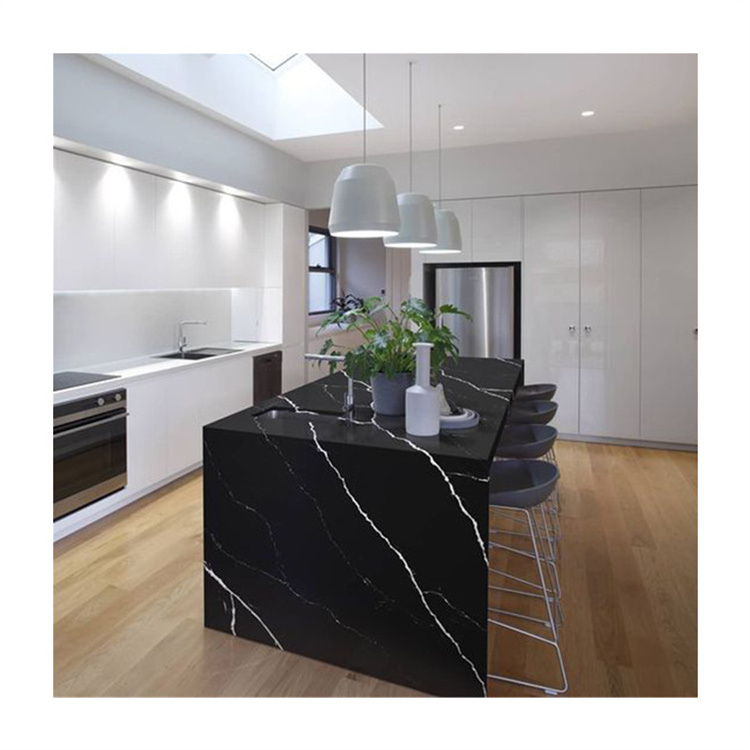 Newstar Black Nero Marquina Marble With White Veins Kitchen Countertop Floor Tiles Island Bar Marble Countertop