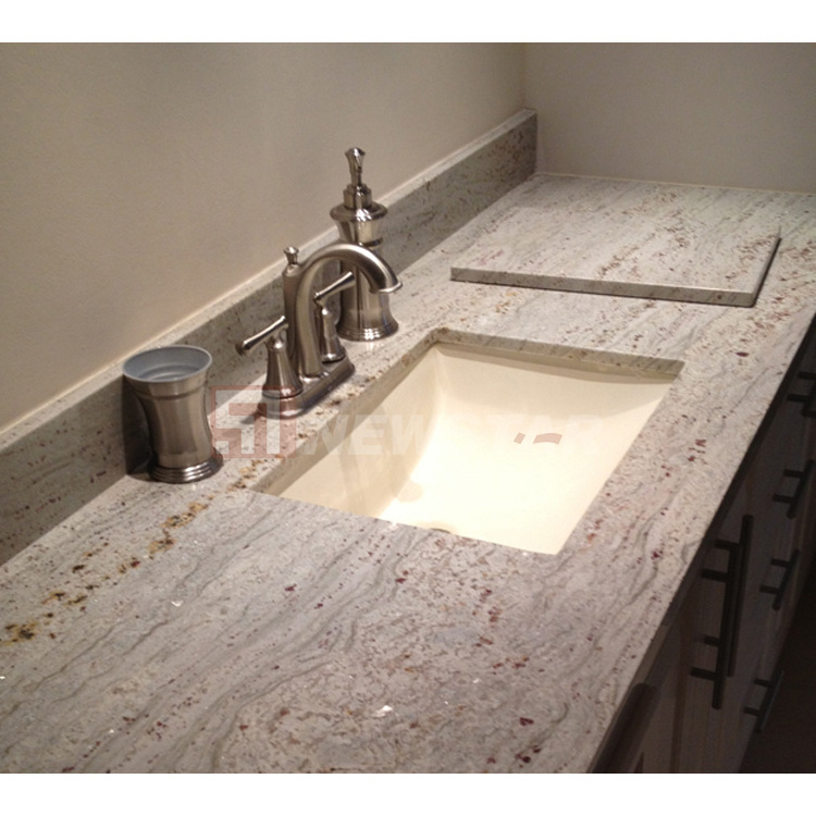 Popular White Granite Slab River White Granite Countertop Island Top Granite Kitchen Countertop