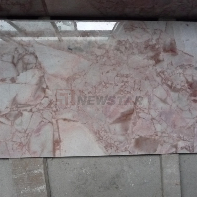 Newstar Natural Luxury Stone Slab Cream Rose Pink Marble Kitchen Countertop And Floor Island Background Wall Panel Marble Slabs