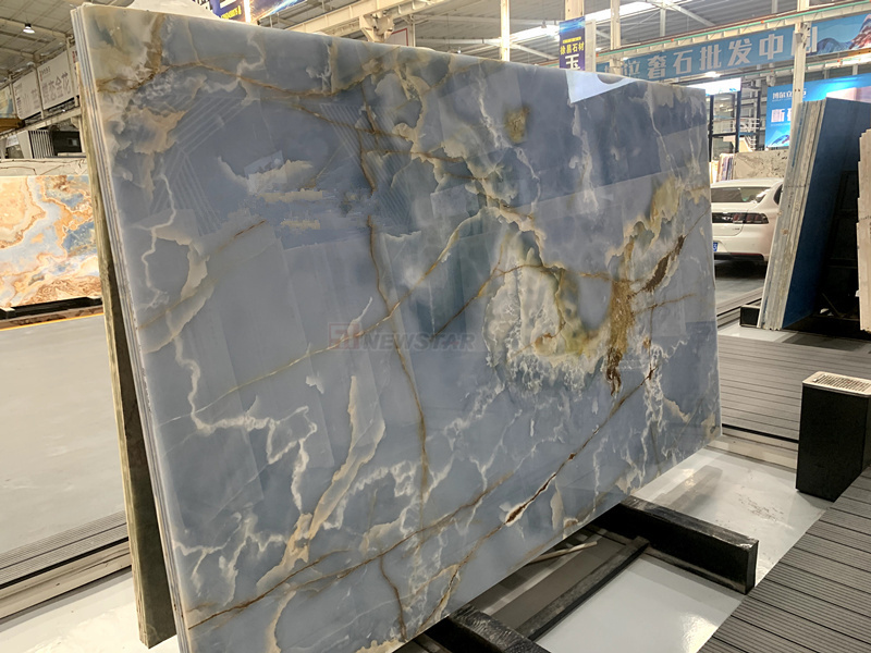 Newstar blue jade onyx marble price Newstar stone wholesale counter top marble bathroom renovation tile slab onyx marble