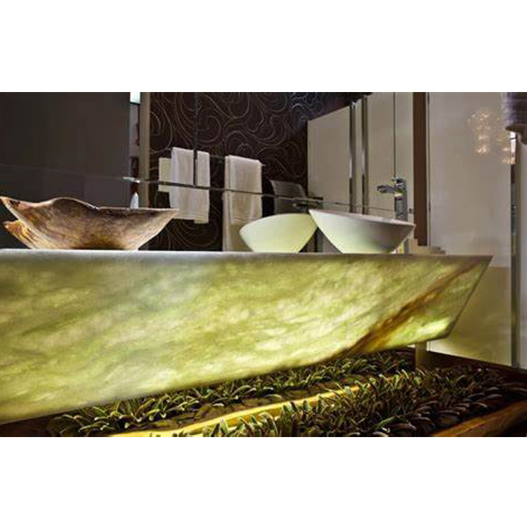 Luxury natural onyx transparent stone wall slab gemstone bar top bathroom kitchen backlit onyx glass countertop