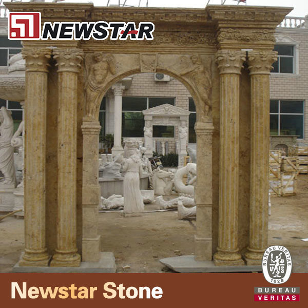 Newstar handcraft door marble stone gate pillar design