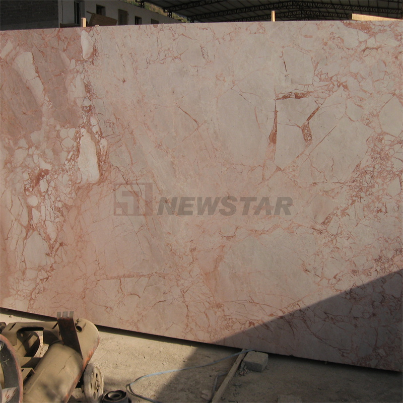 Newstar Natural Luxury Stone Slab Cream Rose Pink Marble Kitchen Countertop And Floor Island Background Wall Panel Marble Slabs