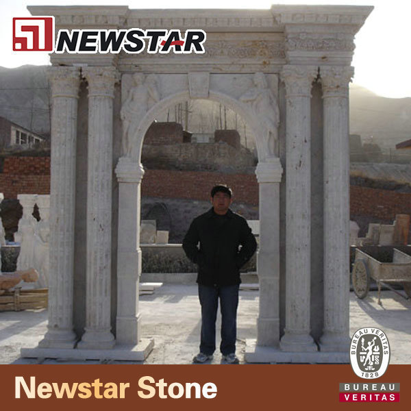 Newstar handcraft door marble stone gate pillar design