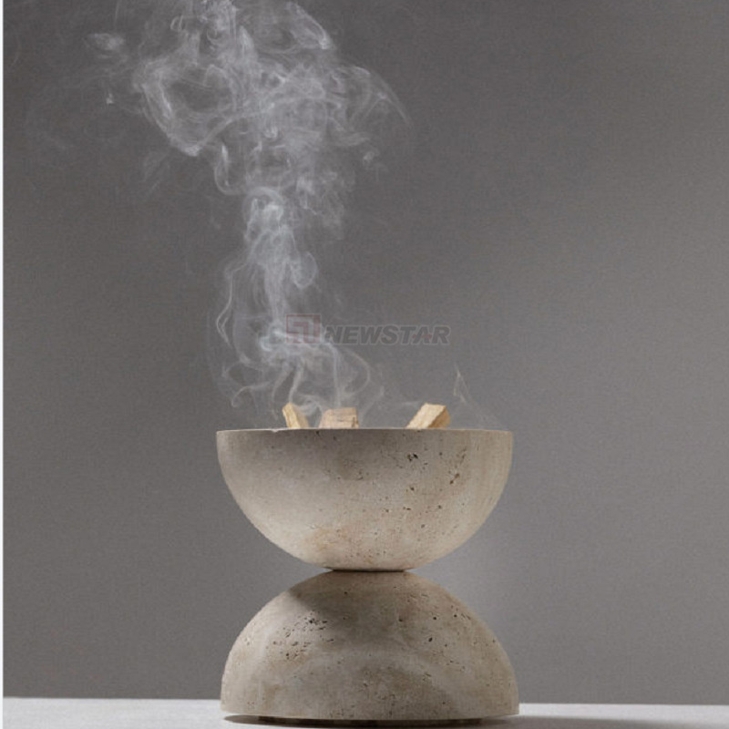 Wholesale custom marble aroma oil burner natural stone decorative travertine incense burner Valentine's Day gift hotel decor