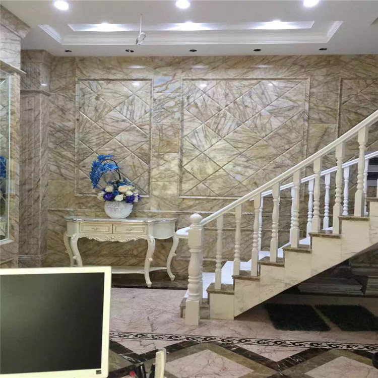 Newstar Dining Table Natural Marble Slabs for Kitchen Countertop And Floor Stone Staircase Van Gogh Gold Marble Slab Tile