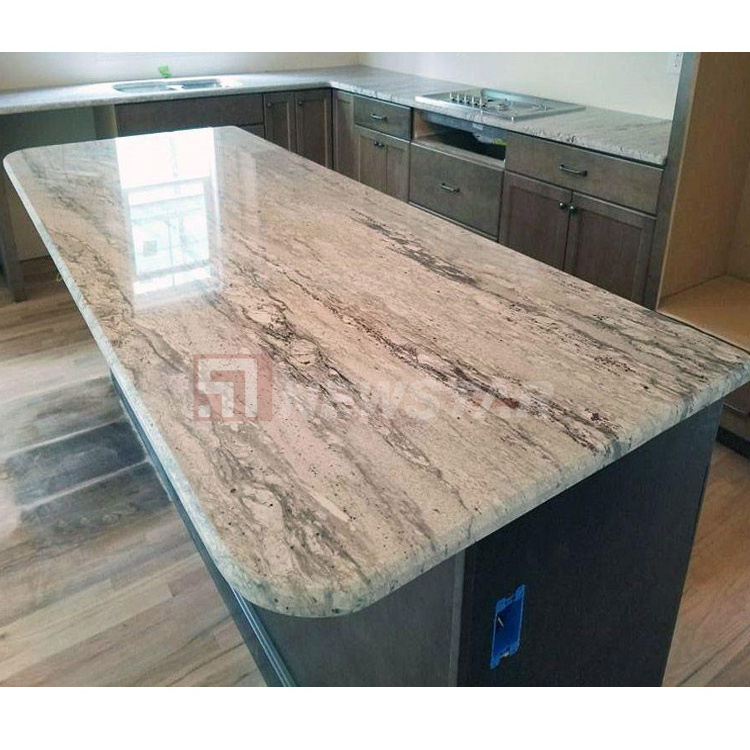 Popular White Granite Slab River White Granite Countertop Island Top Granite Kitchen Countertop