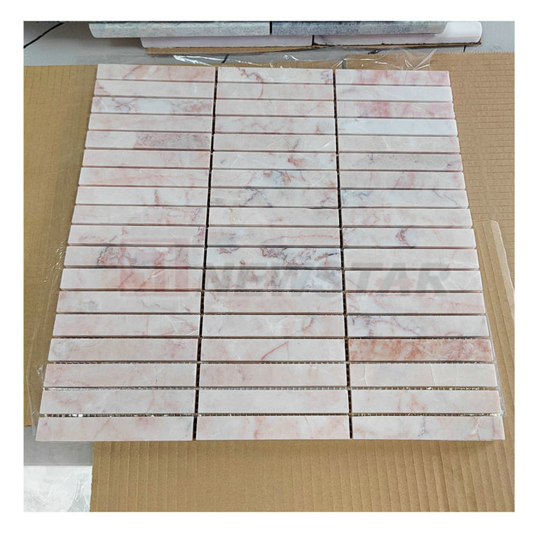 Modern marble bathroom wall kitchen backsplash mosaic wall rose pink marble tile