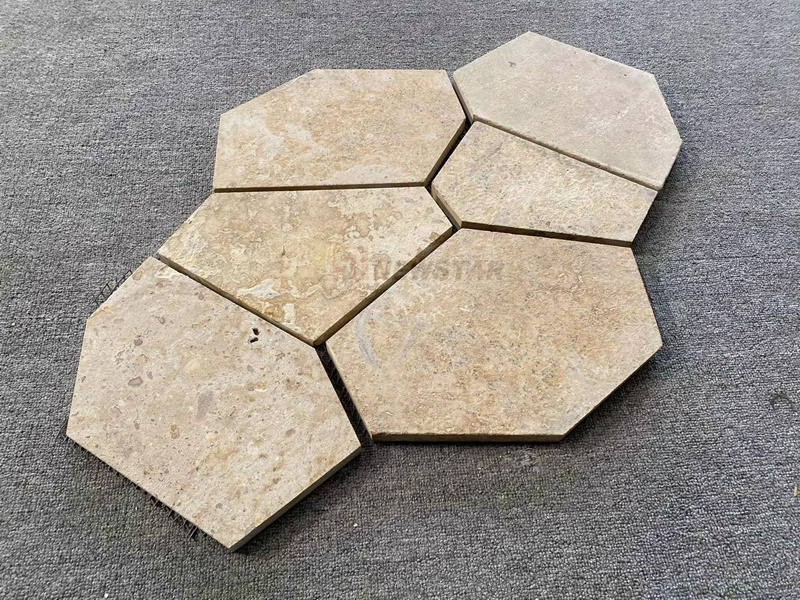 Custom Outdoor Garden French Pattern Tumbled Blue Grey Limestone Paver Floor Tile Natural Stones Interior Stepping Flagstone