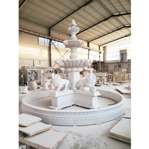 Natural stone fountain animal statue garden a real white marble large fountain lions outdoor water fountain marble