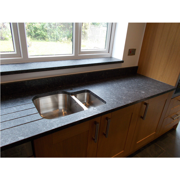 Newstar Stone Leather Finish Steel Grey Black Granite Countertops Material Leathered Granite Slab