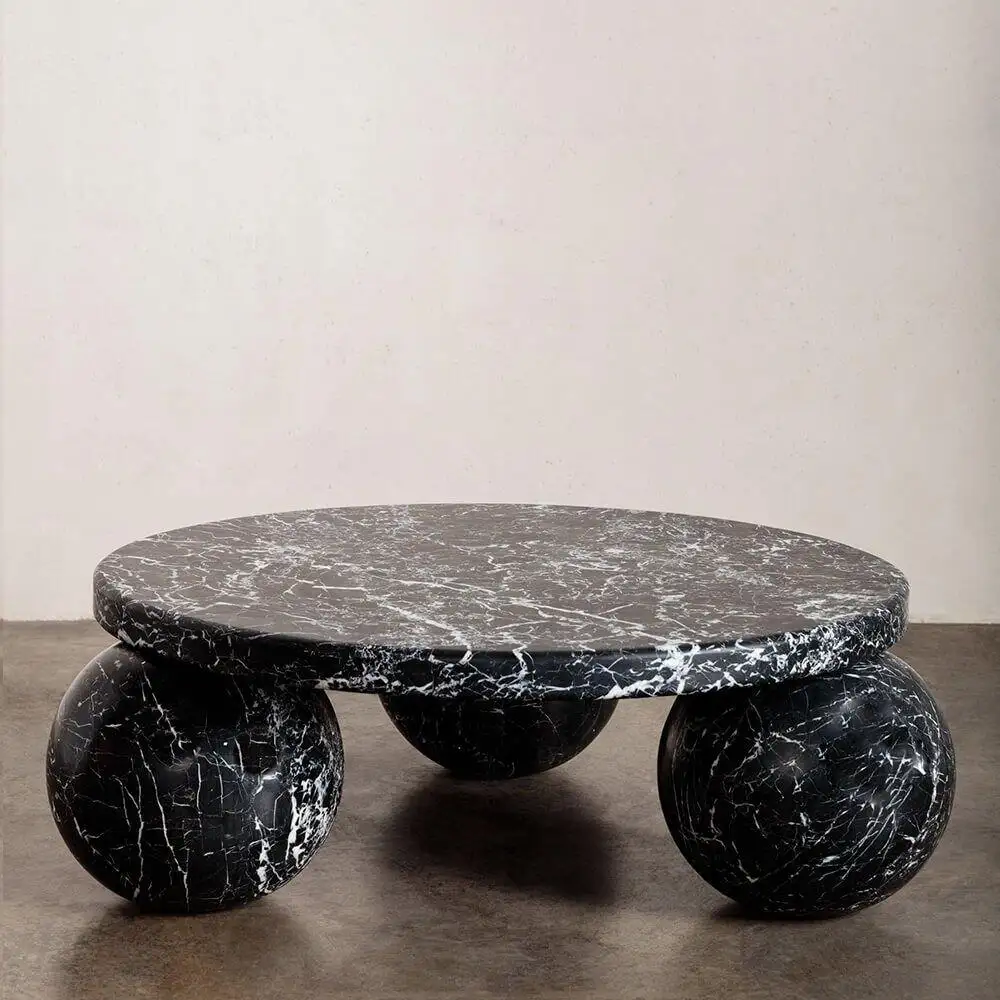 Low Price Indoor Round Coffee Table Living Room Furniture Marble Slab Sphere Ball Design Natural Marble Coffee Table