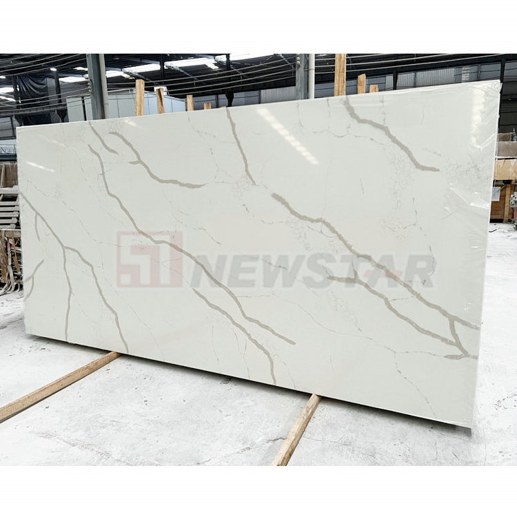 Fabricated kitchen countertop slab 1.8cm 2cm quartz slabs carrara white quartz