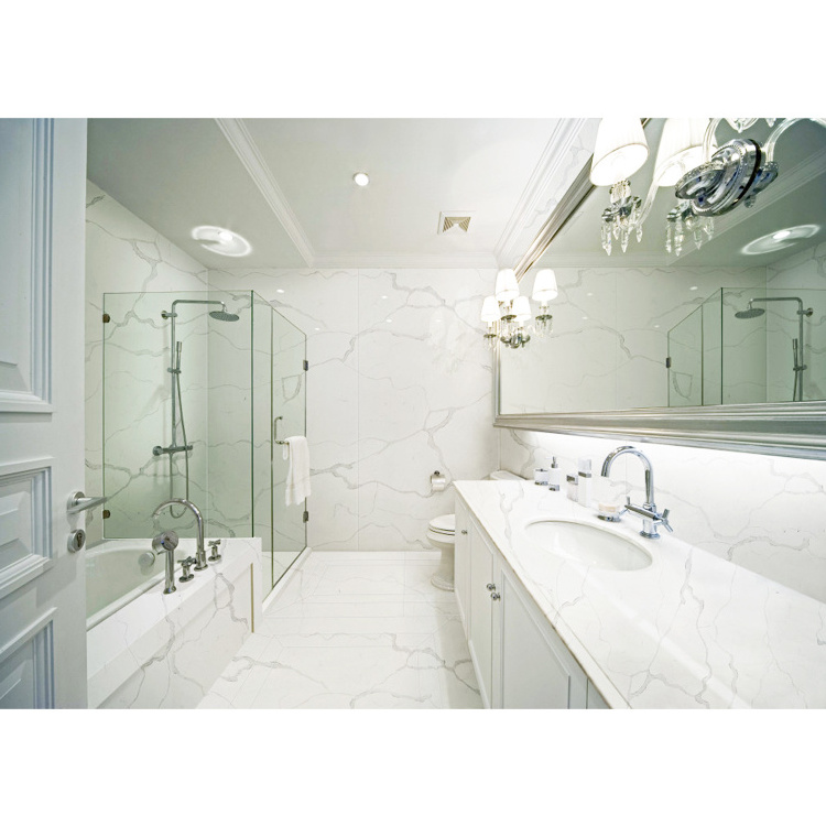 Newstar quartz stone wall panels calcutta marble slab shower wall panels faux quartz for bathroom