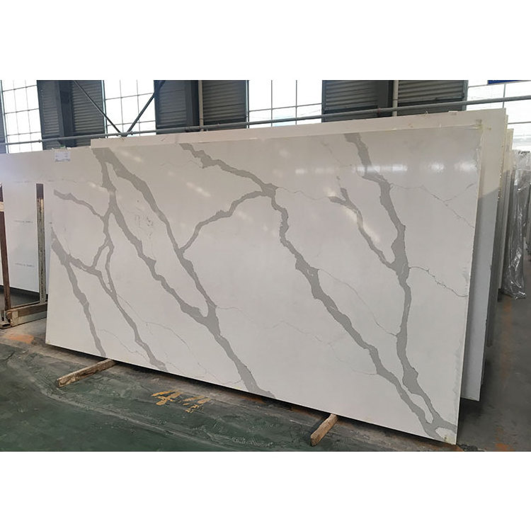 Luxury quartz calacata slab china quartzite stone polished white quartz slab kitchen countertop