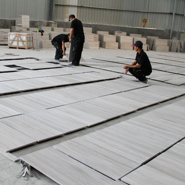 Newstar light grey marble wooden veins white wood looking marble price per square meter polish tiles