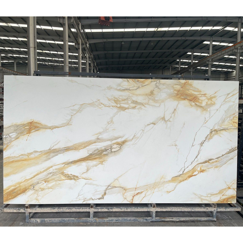 Modern Big Size Slab Tiles Artificial Marble Porcelain Wall Sintered Stone Panel Calacatta Gold Artificial Sintered Stone Slabs