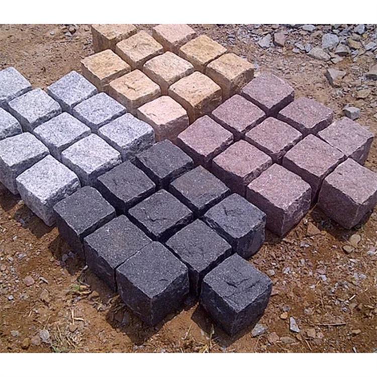 Wholesale Black Granite Cobblestone Red Paving Stone Granite Driveway Stone Cobblestone